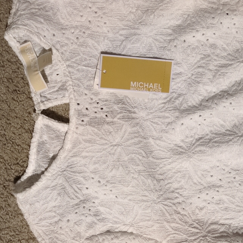 Michael Kors White Floral Textured Blouse - Picture 2 of 3